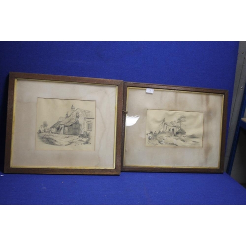 7 - TWO FRAMED PENCIL DRAWINGS SIGNED 