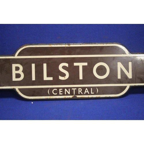 74 - AN ENAMEL RAILWAY SIGN BILSTON CENTRAL