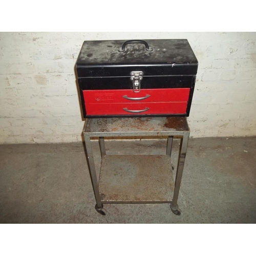 757 - A TALCO 2 DRAW TOOLBOX WITH TOOLS CONTENTS AND TROLLEY STAND