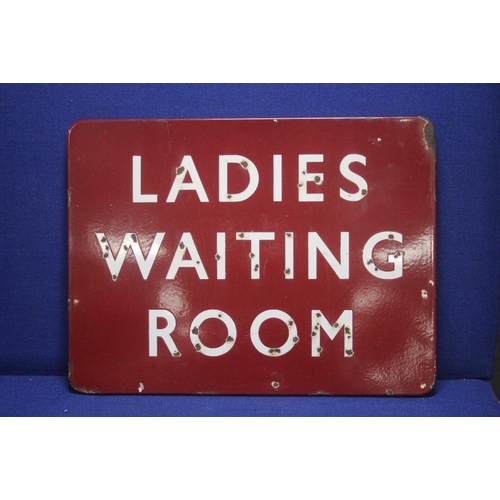 77 - AN ENAMEL RAILWAY SIGN 'LADIES WAITING ROOM'