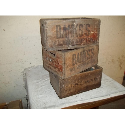 795 - THREE VINTAGE BEER CRATES