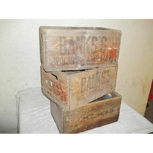 795 - THREE VINTAGE BEER CRATES