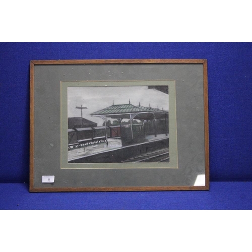 8 - A GUY WORSDELL SIGNED GOUACHE AND PASTEL OF SKIPTON STATION, 58 X 42 CM