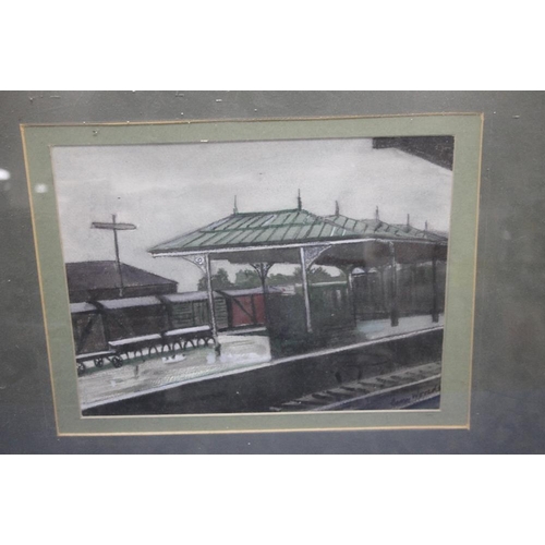 8 - A GUY WORSDELL SIGNED GOUACHE AND PASTEL OF SKIPTON STATION, 58 X 42 CM