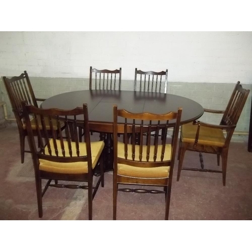 927 - A STAG DINING ROOM TABLE AND 6 CHAIRS