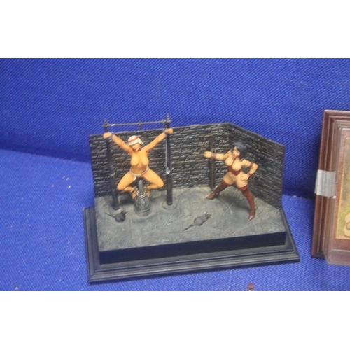 93 - FIVE EROTIC DIORAMAS/ FIGURES TO INCLUDE 2 CASED EXAMPLES