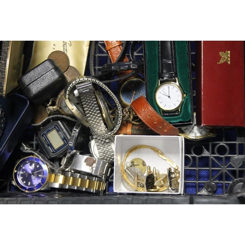 95 - A COLLECTION OF ASSORTED WRIST WATCHES, CUFFLINKS ETC