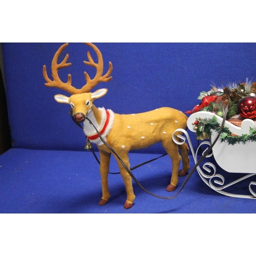 96 - A WOODEN CHRISTMAS SLEIGH AND RUDOLPH