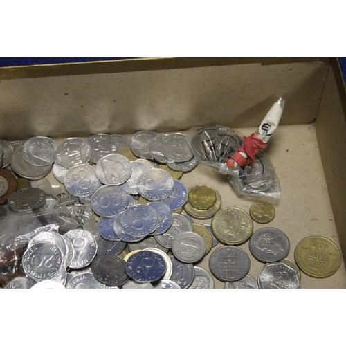 97 - A COLLECTION OF ASSORTED COINS AND TOKENS