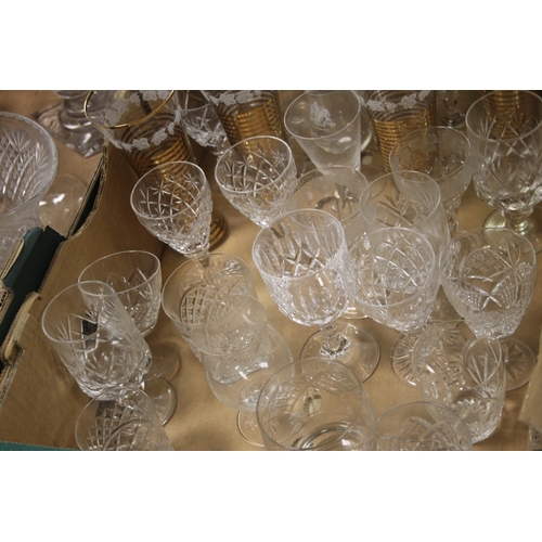 468 - TWO TRAYS OF GLASSWARE TO INCLUDE CUT GLASS (TRAYS NOT INCLUDED)