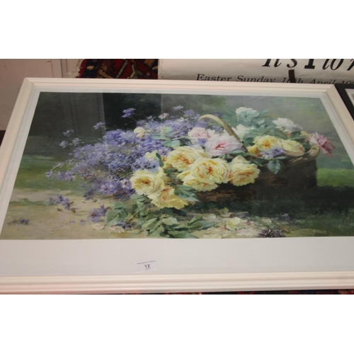 12 - TWO FRAMED AND GLAZED PRINTS DEPICTING FLOWERS