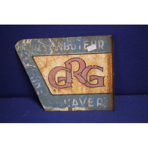 142 - ANTIQUE G.R.G DOUBLE SIDED ADVERTISING SIGN