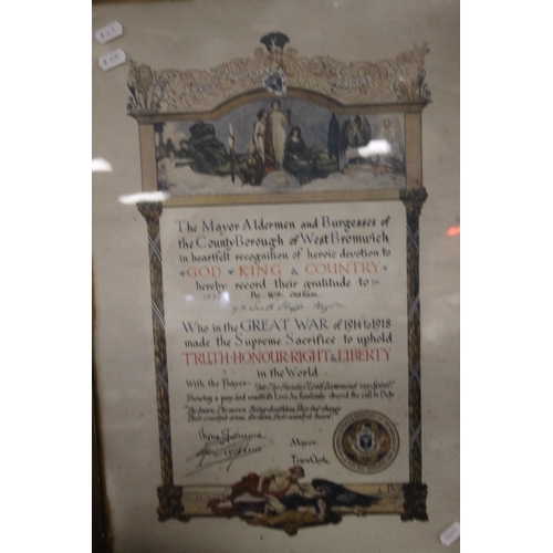 44 - A FRAMED CERTIFICATE