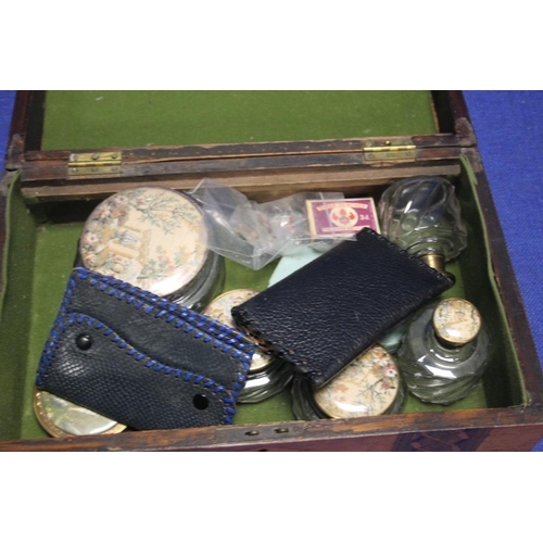 175 - AN UNUSUAL TSB MONEY BOX, A WRITING SLOPE A/F, A QUANTITY OF JARS ETC