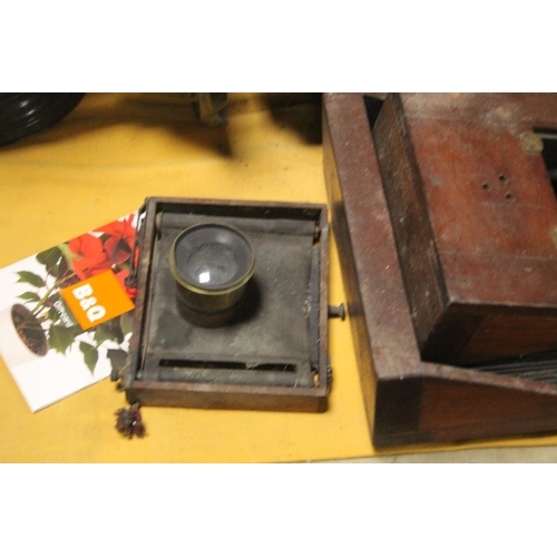 198 - A MAHOGANY BELLOWS CAMERA A/F