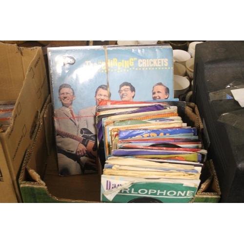 239 - TRAY CONTAINING 9 LP RECORDS TO INCLUDE THE CHIRPING CRICKETS (CORAL LABEL LVA9081, ) BUDDY HOLLY (C... 