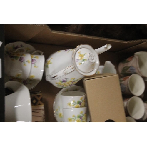 243 - TRAY CONTAINING ROYAL ALBERT COFFEE SET WITH OTHER CHINA ETC