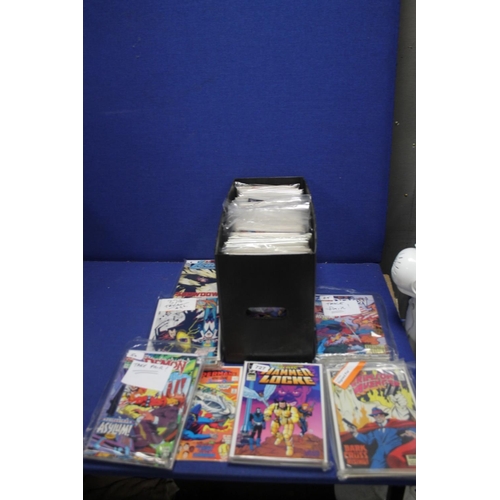 75 - A BOX OF DC COMICS, to include Crimson Avenger, Hammer Locke, Legion Power, Superman etc