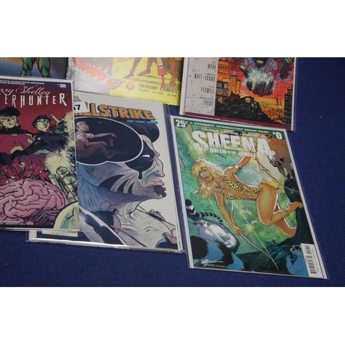 105 - A TRAY OF MISCELLANEOUS COMICS to include Sheena, Open Space, Optic Nerve, Black dog, Herbie, The Co... 