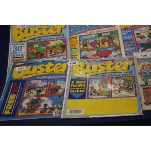 112 - A TRAY OF COMICS to include Buster 1978, 1983, 1984, 1990 together with a small quantity of Bunty co... 