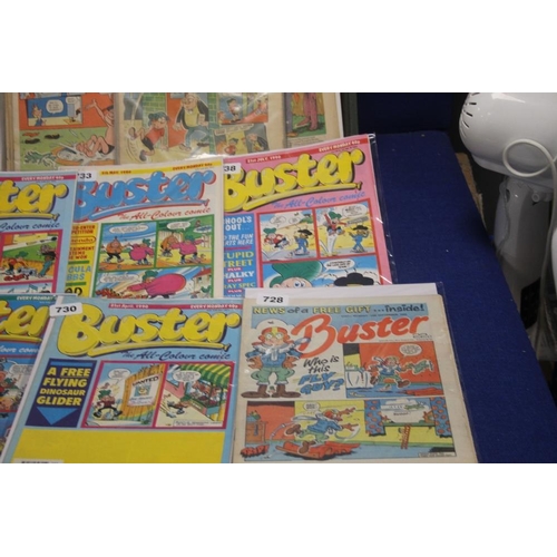 112 - A TRAY OF COMICS to include Buster 1978, 1983, 1984, 1990 together with a small quantity of Bunty co... 