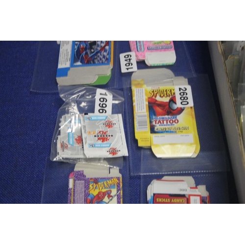 3 - A COLLECTION OF ASSORTED CANDY CANE BOXES MAINLY MARVEL,together with Bubble Gum wrappers Smarties B... 