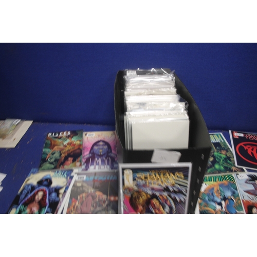 81 - A TRAY OF ASSORTED COMICS, to include Shamans Tears, Arcanum, Exorsisters, Sea of Stars, etc