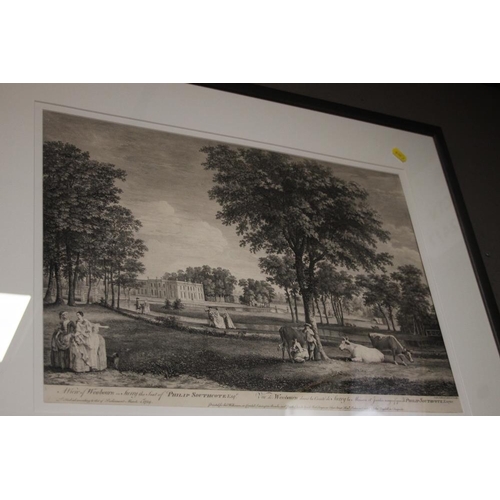 1 - A PAIR OF ENGRAVINGS FRAMED UNDER GLASS VIEWS OF KIDDERMINSTER CORN EXCHANGE 56.5 CM X 46.5 CM AND W... 