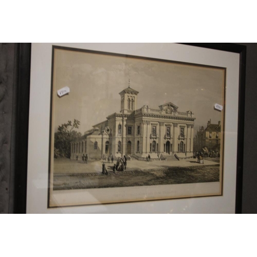 1 - A PAIR OF ENGRAVINGS FRAMED UNDER GLASS VIEWS OF KIDDERMINSTER CORN EXCHANGE 56.5 CM X 46.5 CM AND W... 