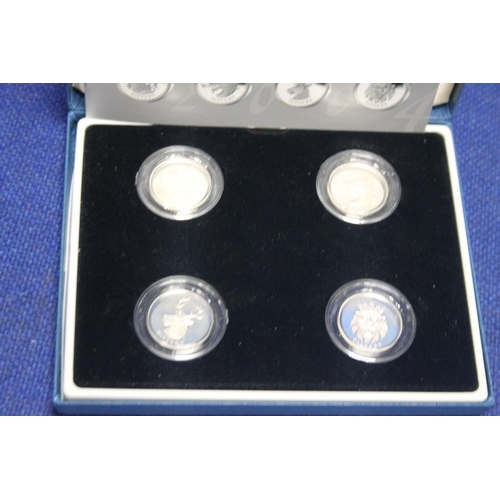 105 - 2004, SILVER PROOF £1 COIN, SET OF FOUR IN CASE OF ISSUE WITH COA