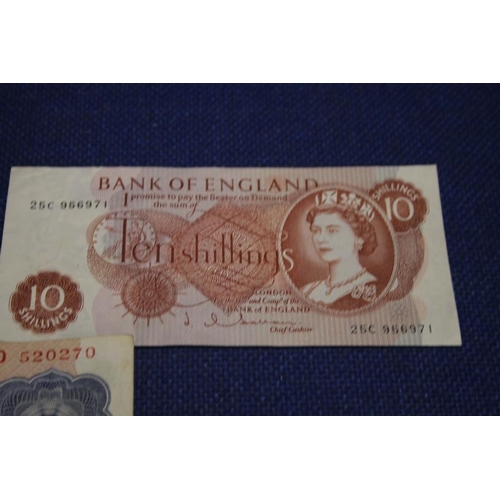 106 - A SMALL COLLECTION OF BANK NOTES TO INCLUDE 2 10 SHILLING NOTES AND A 1 POUND NOTE