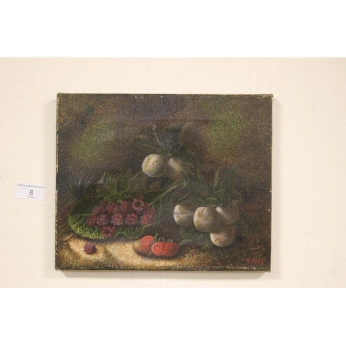 8 - A STILL LIFE OIL ON CANVAS OF FRUIT