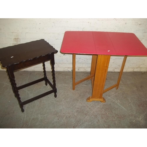 A RETRO DROP LEAF TABLE AND A BAILEY TWIST OCCASIONAL SIDE TABLE