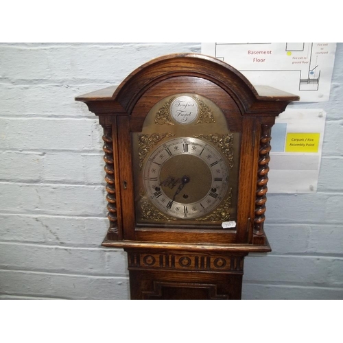 711 - AN OAK GRAND MOTHER CLOCK