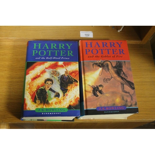 103 - FIVE HARRY POTTER BOOKS TO INCLUDE FIRST EDITIONS, INCLUDING 