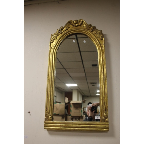 11 - A GILT FRAMED DECORATIVE MIRROR HEIGHT 96 CM