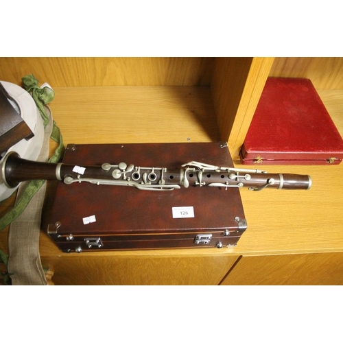 126 - AN ANTIQUE ROSEWOOD CLARINET A/F