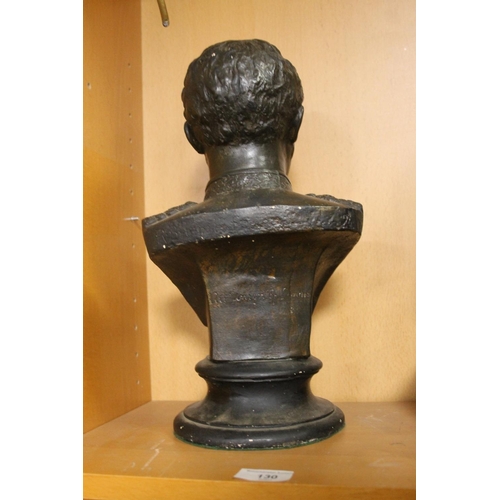 130 - AN ART UNION OF LONDON BRONZED PLASTER BUST OF A MILLITARY OFFICER