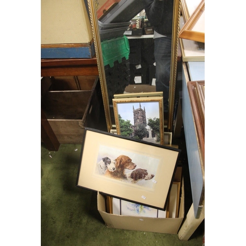 21 - A QUANTITY OF PICTURES PRINTS AND A MIRROR