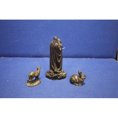 36 - THREE CAST BRONZE FIGURES