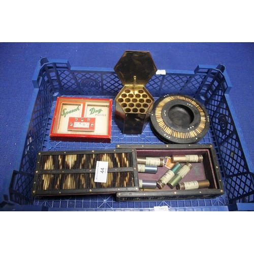 44 - A PORCUPINE QUILL BOX AND AA QUANTITY OF COLLECTABLES