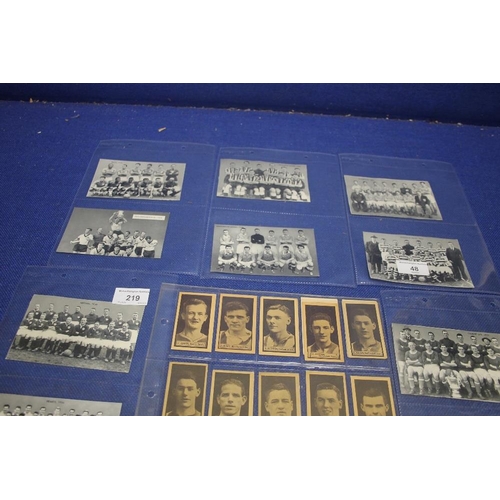 48 - A COLLECTION OF FOOTBALL CARDS TO INCLUDE BLACK AND WHITE EXAMPLES