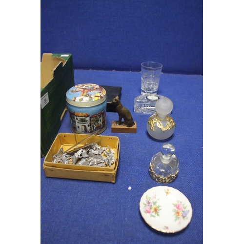 50 - A BOX OF COLECTABLES TO INCLUDE A GLASS CLOCK