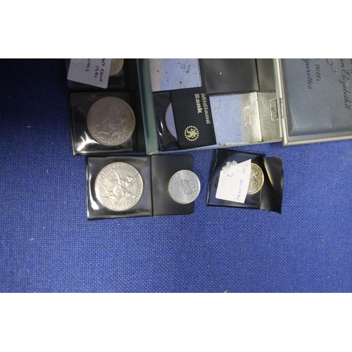 62 - A COLLECTION OF BRITISH COINS AND A BOXED ROYAL NAVY PEN