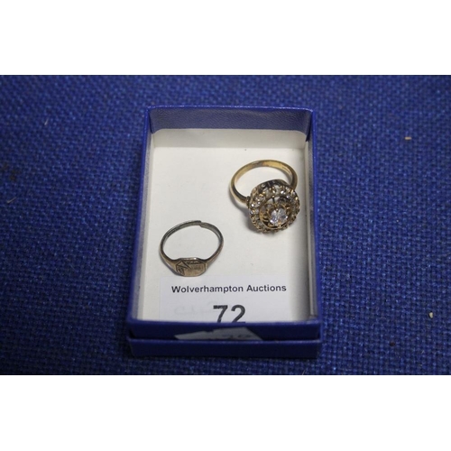 72 - A COLLECTION OF GOLD AND YELLOW METAL RINGS