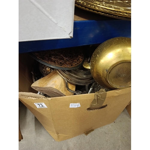 73 - Crate lot & Box Lot of Plated ware & Brass