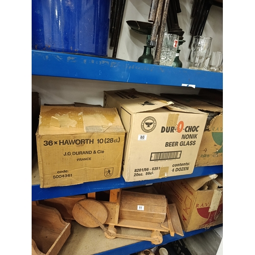 80 - 6 x box lots of various pub glasses (approx 200+ glasses)