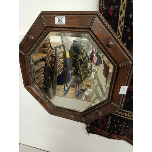 99 - Antq framed lady & Oak Mirror
