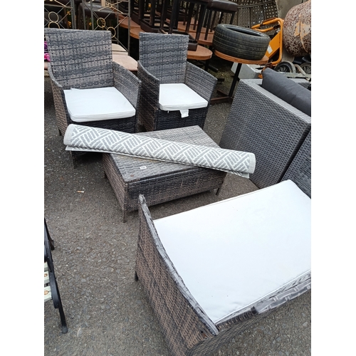 246 - 2 & 1 & 1 Rattan Garden Set with Mat