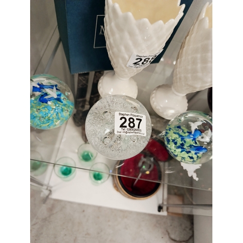 287 - 3 x Glass Paper weights